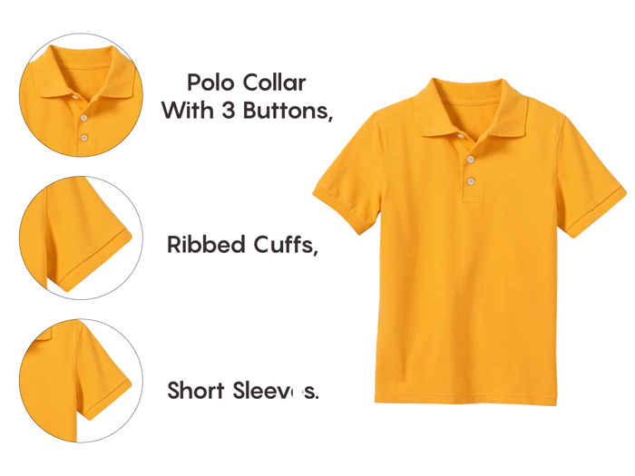 10-Pack School Uniform Tagless Polo Tshirt for Little Boys & Big Boys